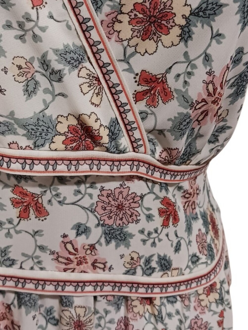 Max Studio Tiered Midi Dress Floral Surplice Neck Cottage - Picture 5 of 9